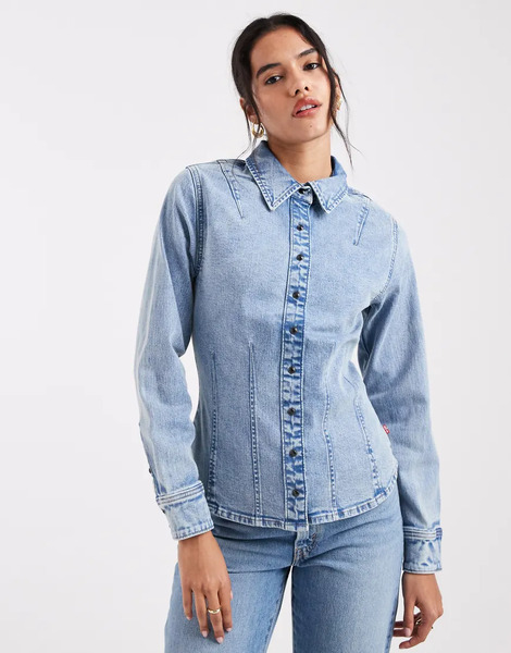  Levi's Fitted Denim Shirt In Light Blue 