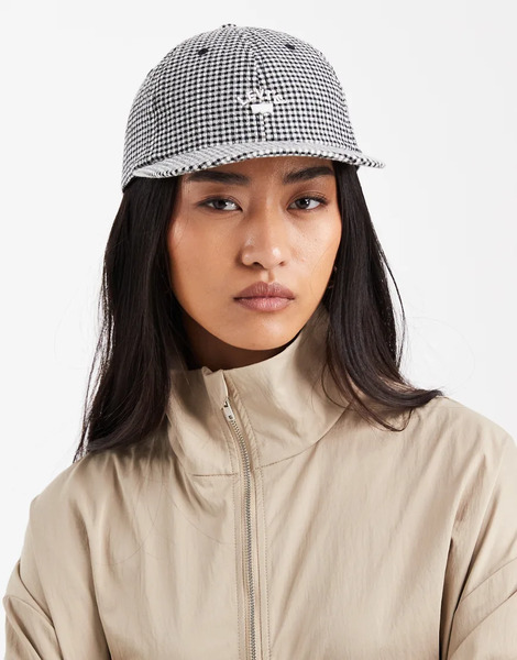  Levi's Gingham Check Washed Canvas Logo Cap In Grey 