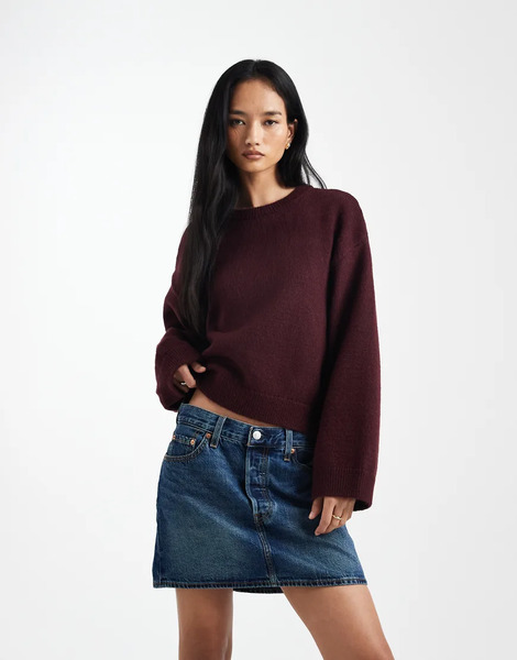  Levi's Icon Denim Mini Skirt In Mid Blue 