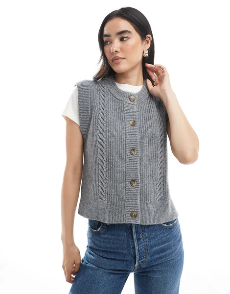  Levi's Ines Cable Knit Vest In Grey 