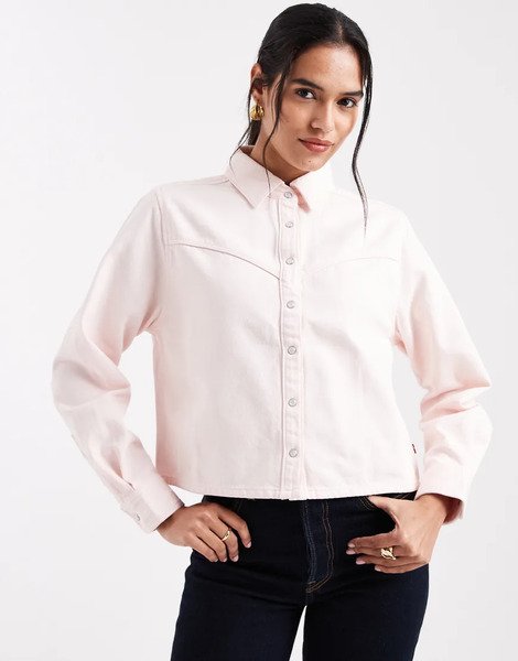  Levi's Logan Boxy Denim Shacket In Pink 