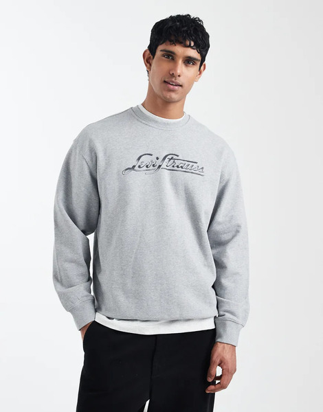  Levi's Logo Graphic Relaxed Sweatshirt In Grey 