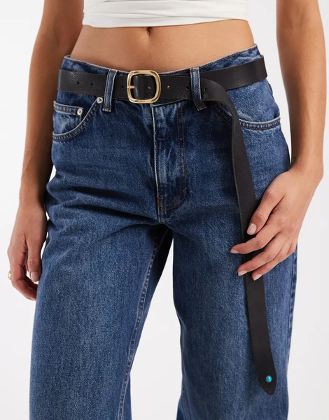  Levi's Long Tail Leather Belt In Black 