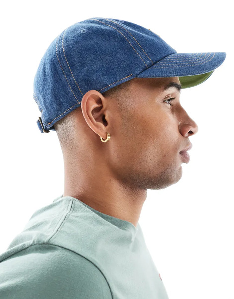  Levi's Monogram Denim Baseball Cap In Light Wash Blue 