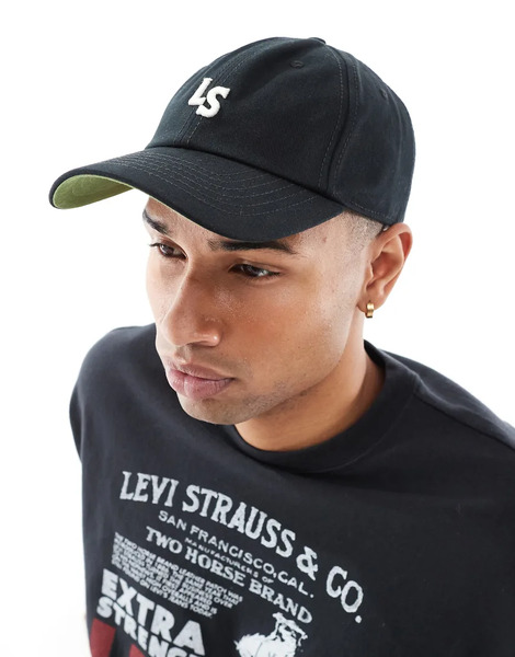  Levi's Monogram Twill Baseball Cap In Black 