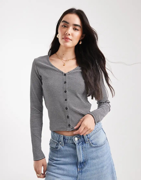  Levi's Muse Long Sleeve Button Front T Shirt In Stripe Multi 