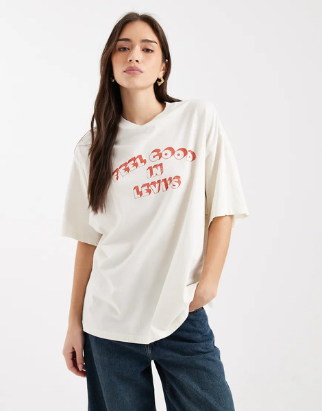  Levi's Oversized Printed T Shirt In Ecru White 
