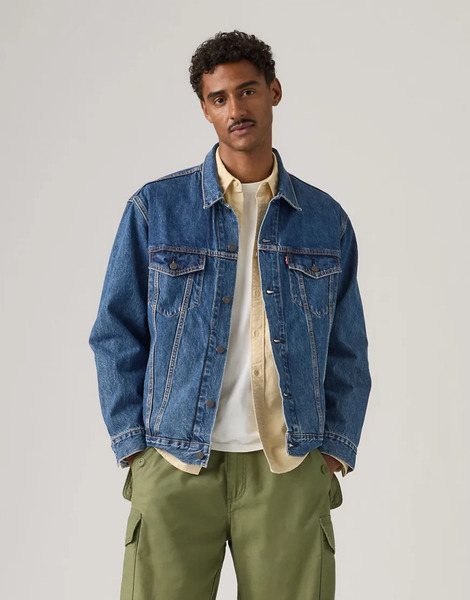  Levi's Relaxed Fit Trucker Jean Jacket In Dark Blue 