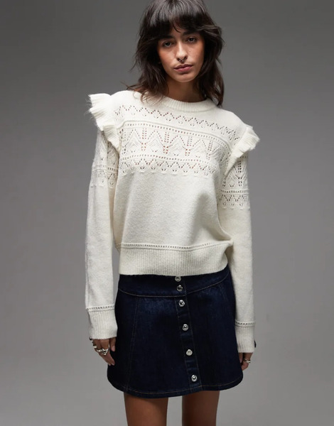  Levi's Shane Flutter Sleeve Knitted Jumper In White 