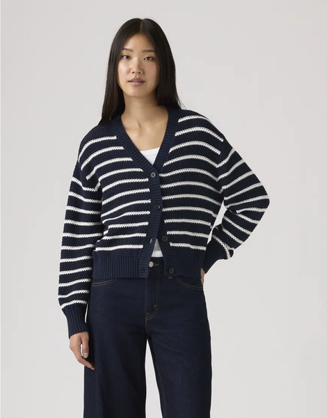  Levi's Snowflake Striped Cardigan In Blue 