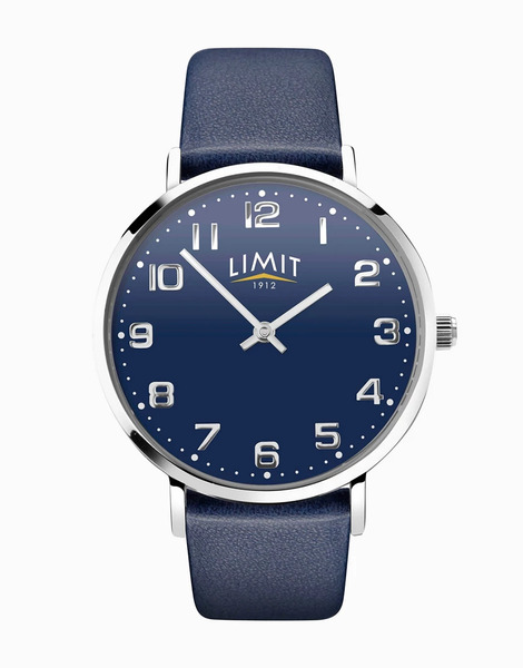 Limit Classic Leather Strap Watch In Blue 