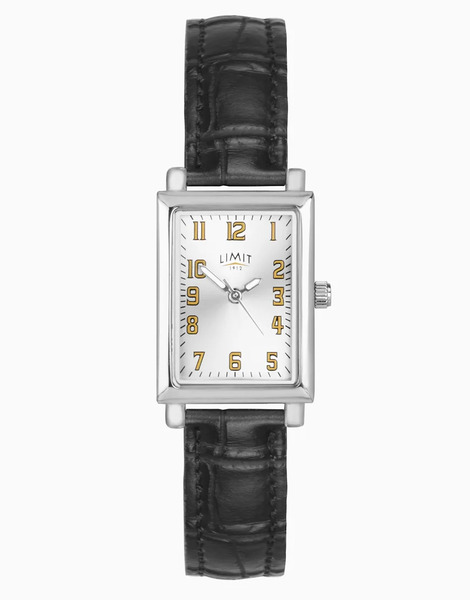  Limit 20mm Ladies Rectangular Silver Analogue Watch In Black 