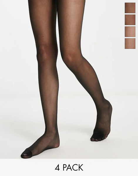  Lindex 4 Pack 20 Denier Matt Tights In Black 
