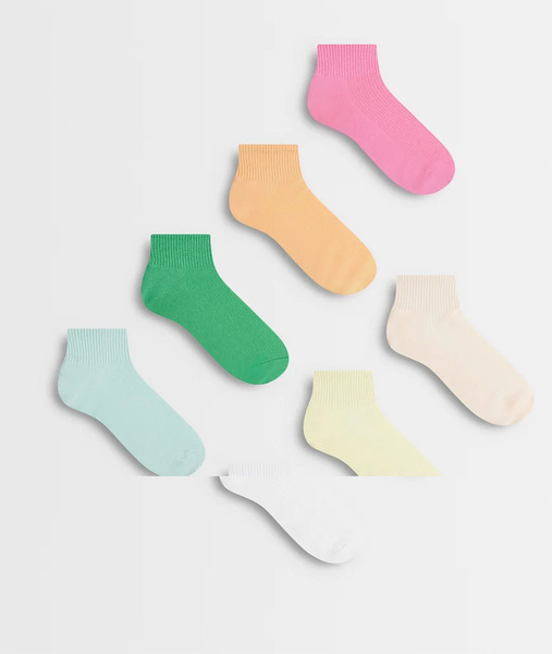 Lindex 7 Pack Ribbed High Ankle Socks In Multi Coloured 