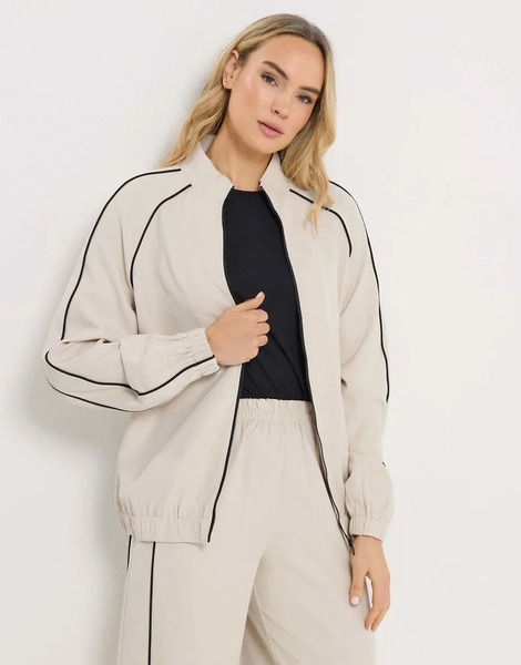  Long Tall Sally Piped Zip Through Jacket In Ivory White 