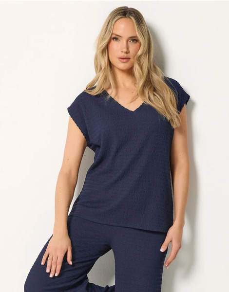  Long Tall Sally Textured Top In Blue 
