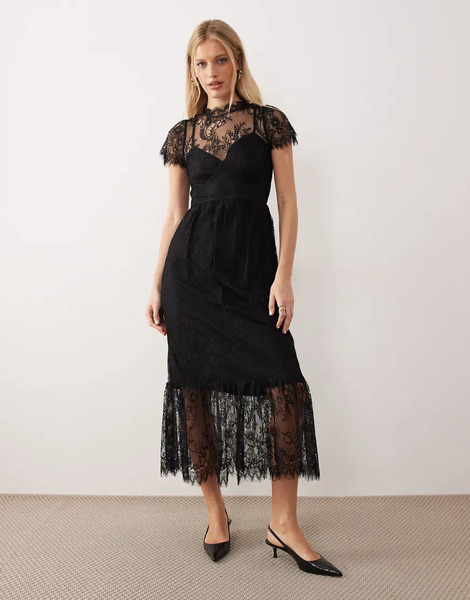  Lovedrobe Lace Midaxi Dess In Black 