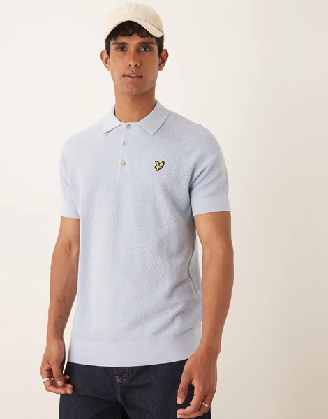  Lyle & Scott Linen Polo In Light Blue 