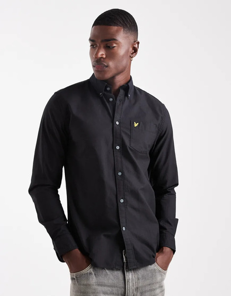  Lyle & Scott Plain Oxford Shirt In Black 