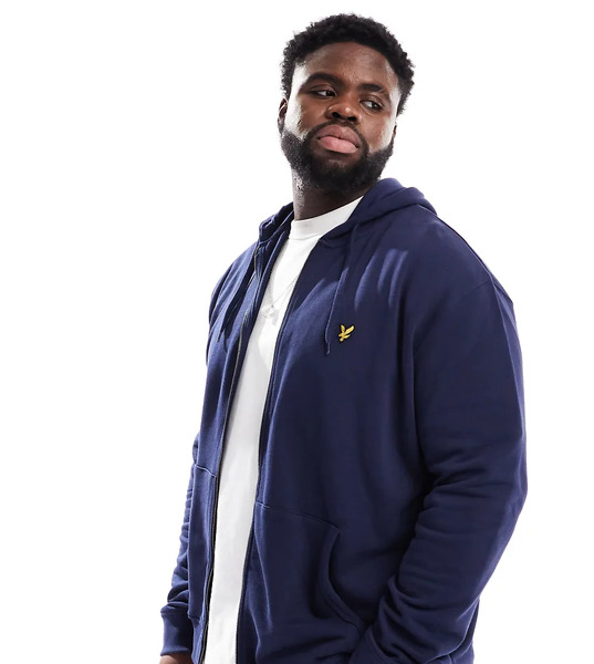  Lyle & Scott Plus Zip Through Hoodie In Navy 
