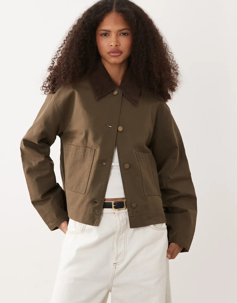  Mango Barn Jacket In Khaki Green 