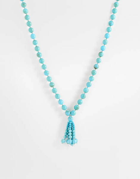  Mango Beaded Drop Necklace In Blue 