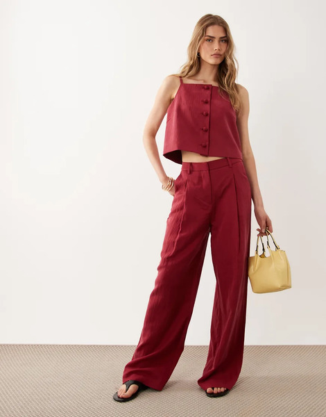  Mango Bonnie Relaxed Trouser Co Ord In Red 