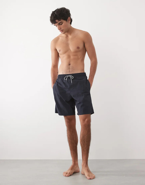  Mango Boxer Style Swim Short In Navy 