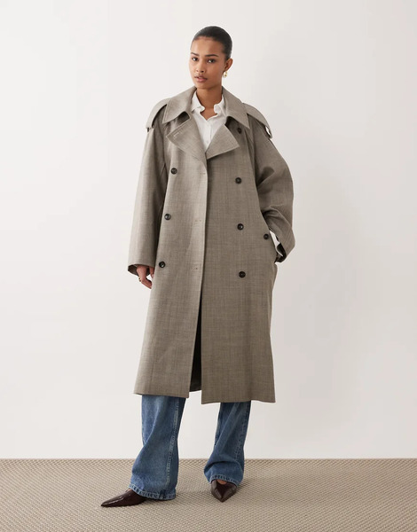  Mango Capsule 100% Wool Premium Trench Coat In Grey 