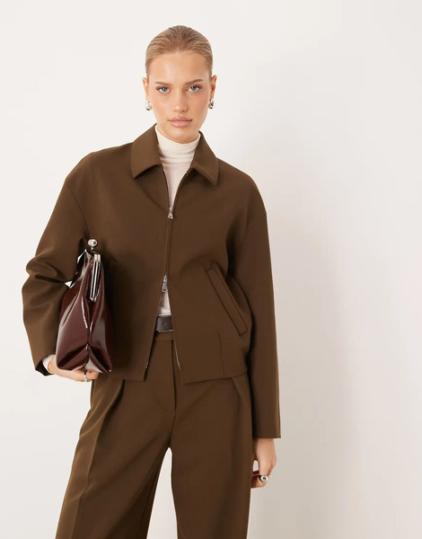  Mango Cintu Harrington Jacket Co Ord In Khaki Green 