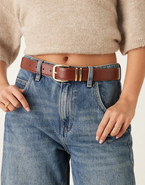 Mango Classic Belt In Brown 