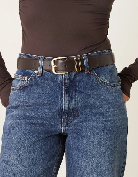  Mango Classic Belt In Dark Brown 