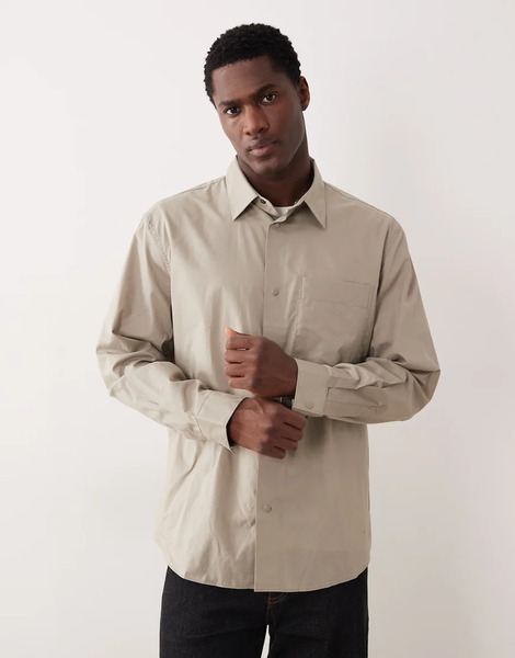  Mango Classic Button Up Shirt In Ecru Neutral 