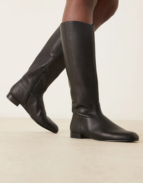  Mango Classic Leather Boot In Black 