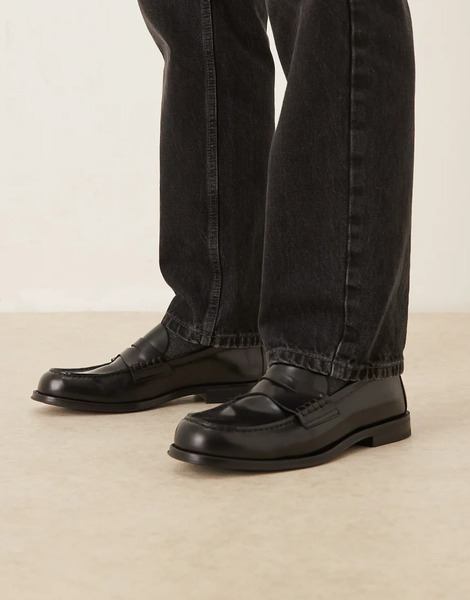  Mango Classic Leather Loafer In Black 