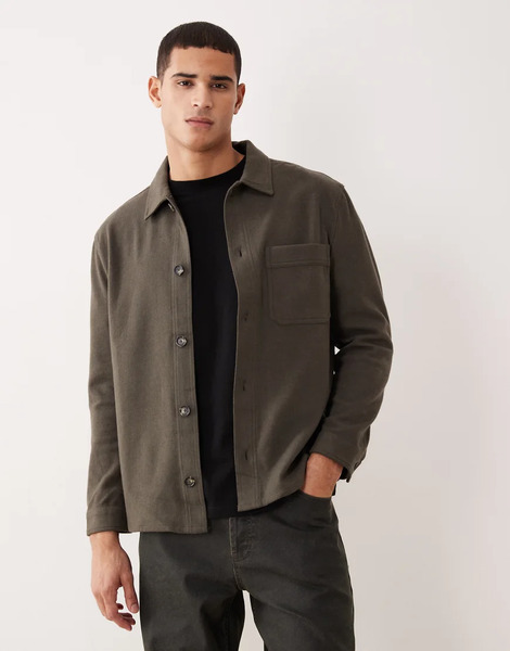  Mango Classic Over Shirt In Brown 