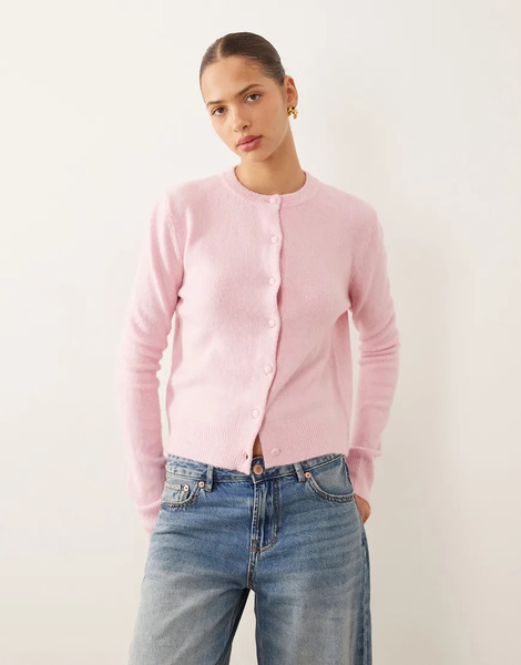  Mango Compact Knit Cardigan In Light Pink 
