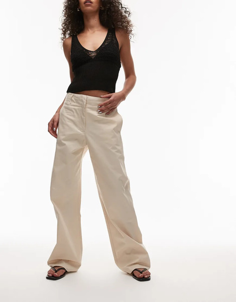  Mango Concealed Button Slim Trouser In Light Beige Neutral 