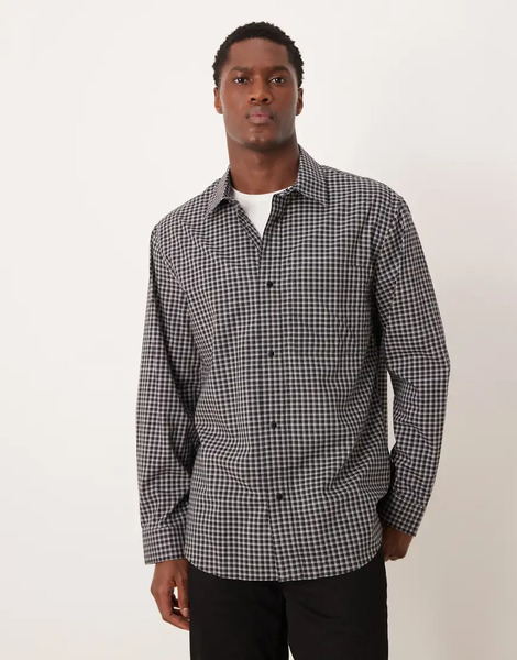  Mango 100% Cotton Checked Shirt In Black 