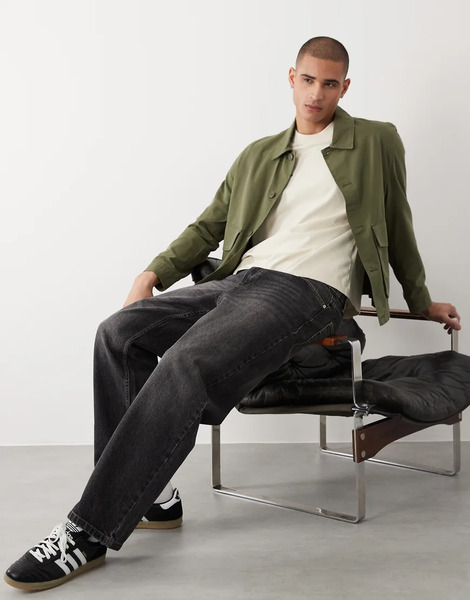  Mango Cotton Mix Button Up Shacket In Khaki Green 
