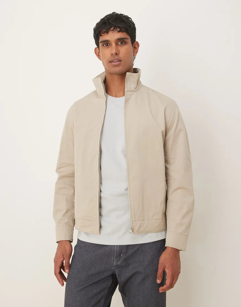  Mango Cotton Mix Jacket In Beige Neutral 