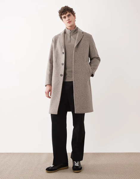  Mango Cotton Mix Tailored Coat In Beige Neutral 