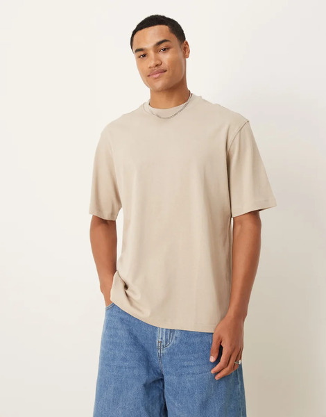  Mango 100% Cotton Relaxed T Shirt In Light Beige Neutral 
