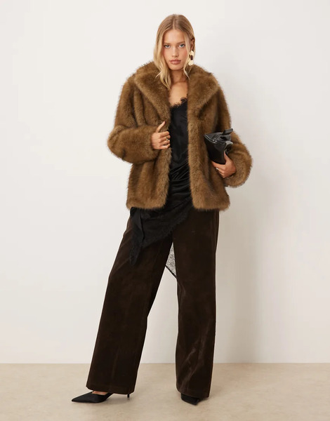  Mango Faux Fur Jacket In Beige Neutral 