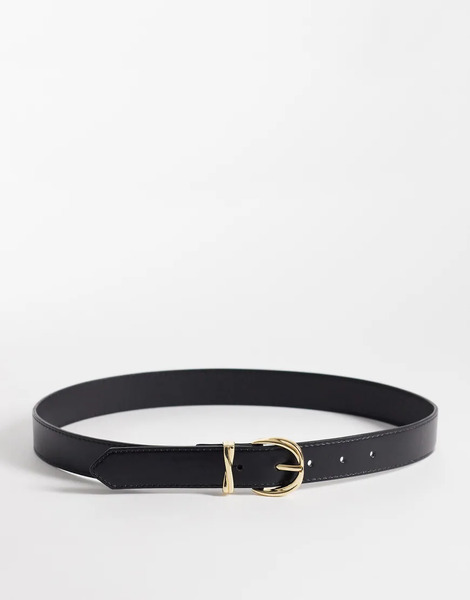  Mango Faux Leather Belt In Black 