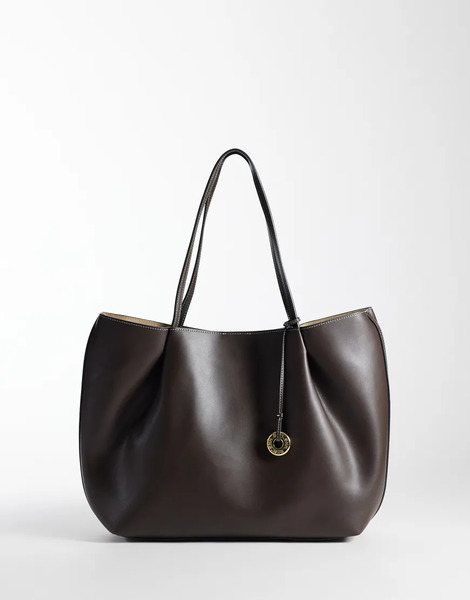 Mango Faux Leather Slouch Tote Bag In Brown 