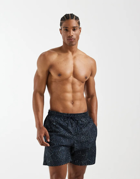  Mango Floral Print Siwm Shorts In Navy 