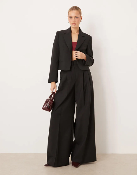  Mango Garbo Oversized Tailored Trouser Co Ord In Black 