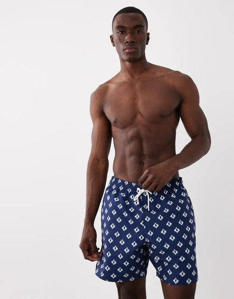  Mango Geometric Print Swim Short In Navy 