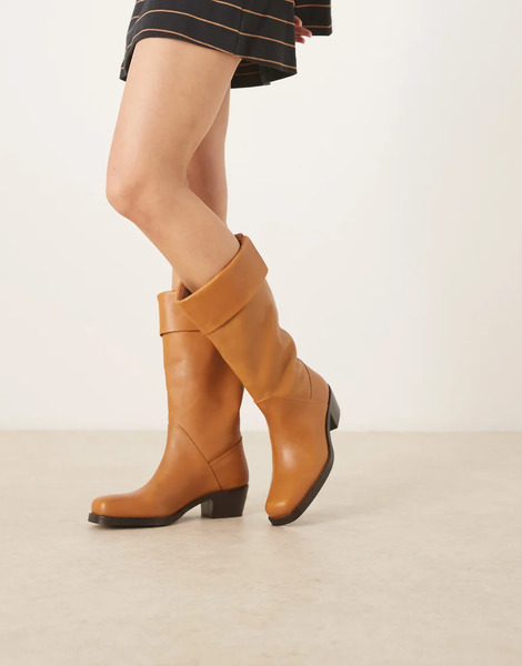  Mango Heeled Knee High Boot In Brown 